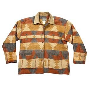 Vintage 1980s JouJou Southwestern Wool Jacket Size Mens Medium Aztec Shacket